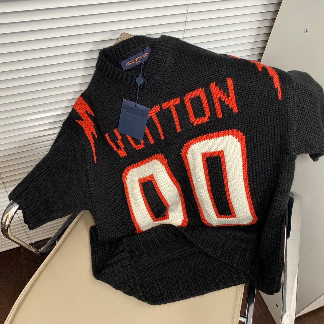 Lv Short-Sleeved Damier Wool Shirt