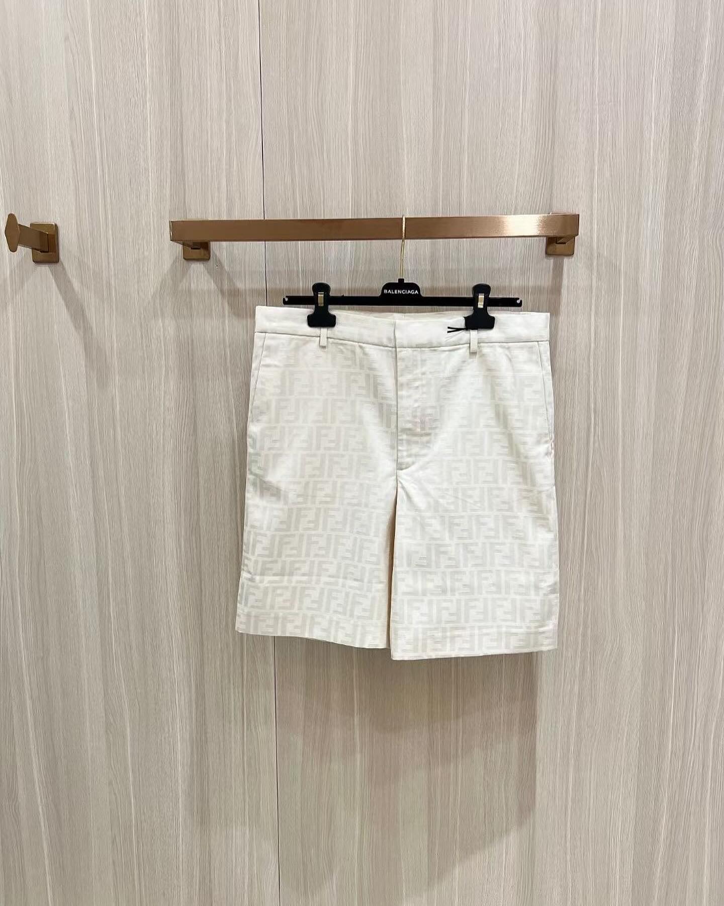 FND Monogram Silk Shorts White