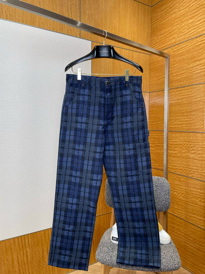 Lv Monogram Tartan Denim Pants