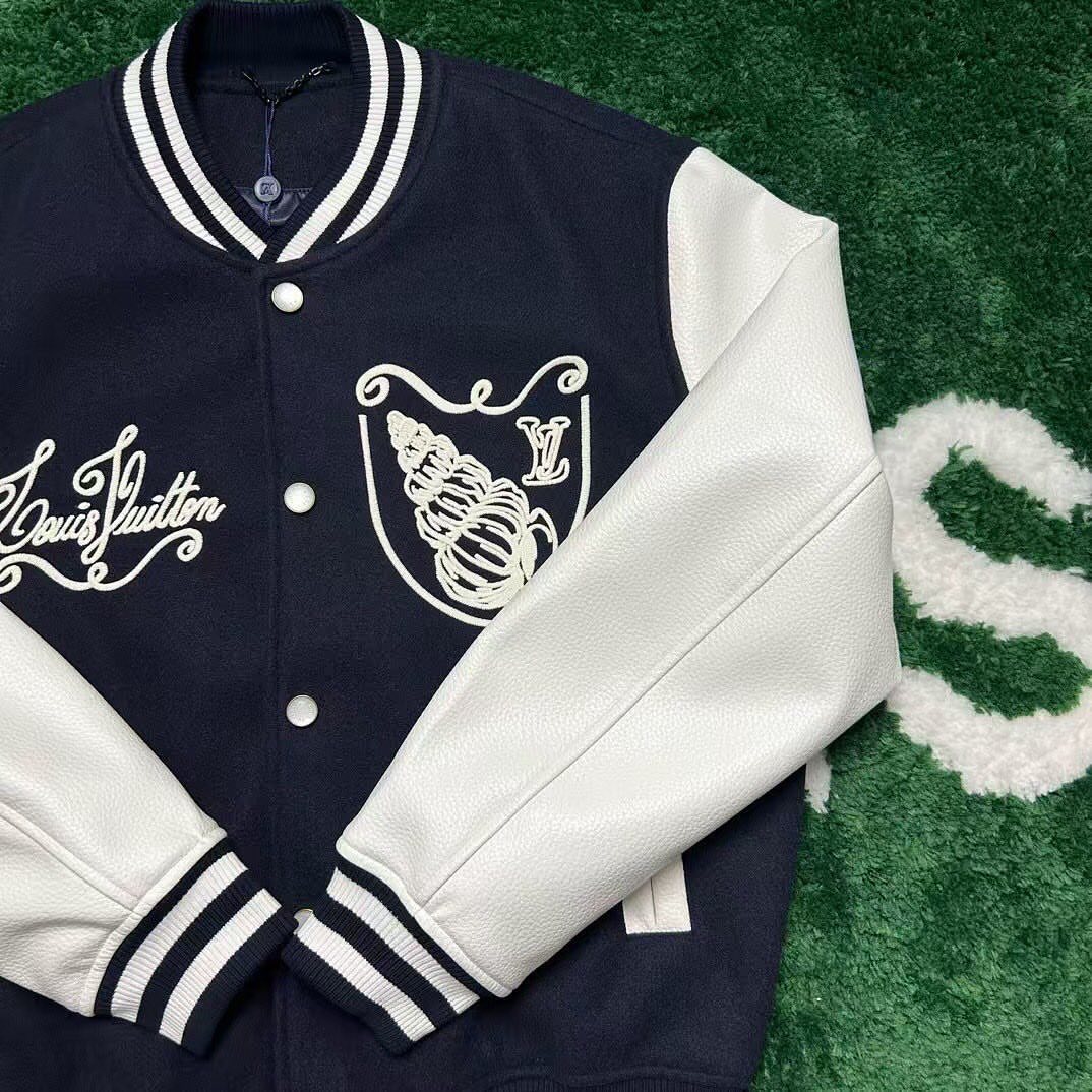 Lv Mix Leather Varsity Blouson