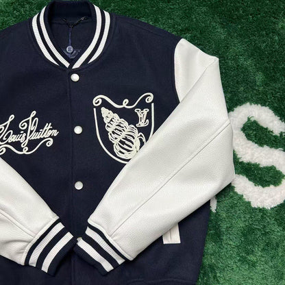 Lv Mix Leather Varsity Blouson