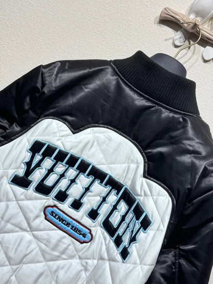 Lv Bicolor Satin Bomber Jacket