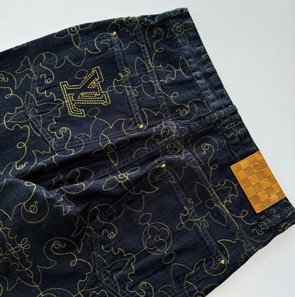 LV Embroidered Denim Pants