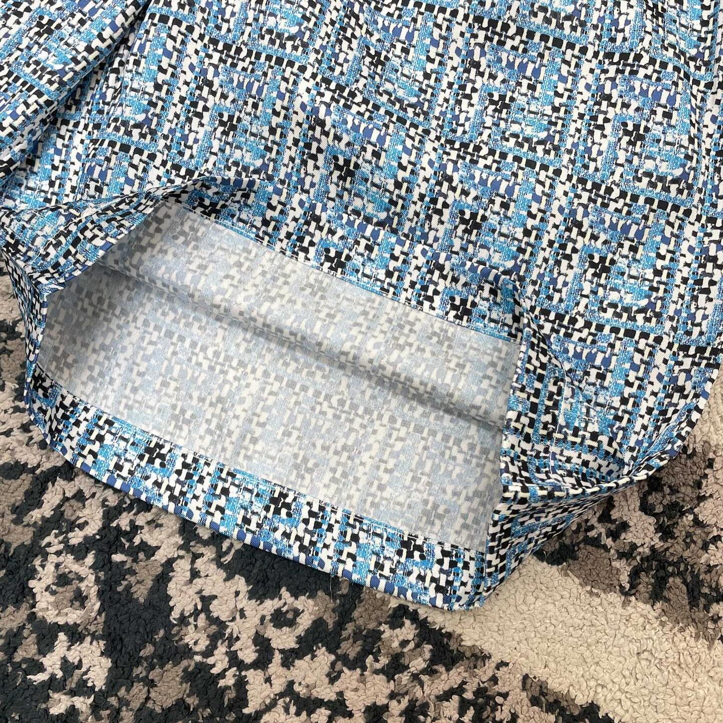 FND Monogram Blue Silk Summer Set