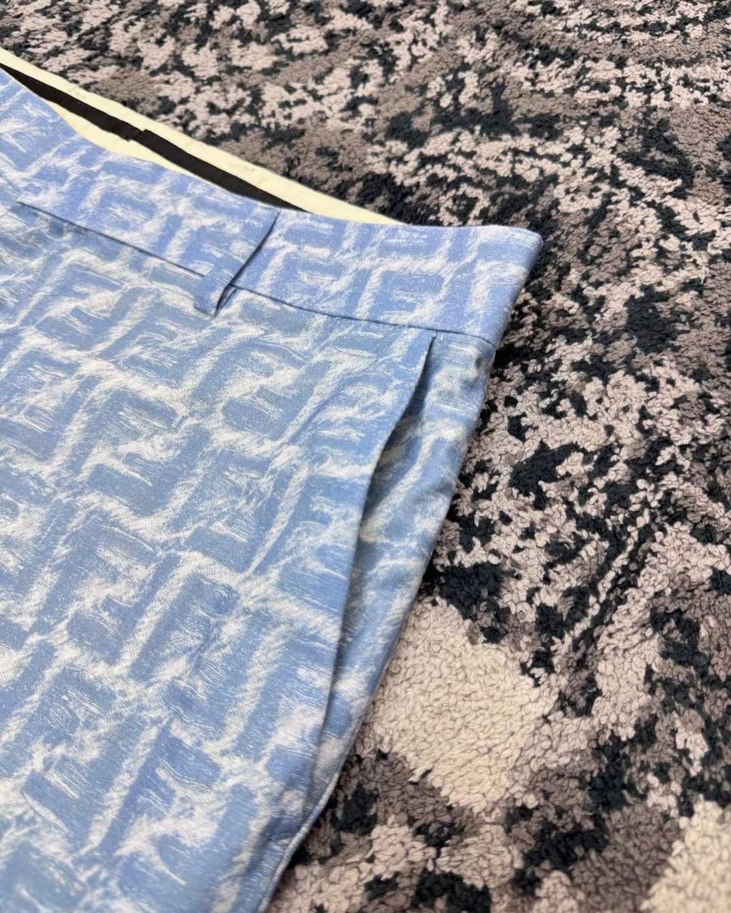 FND Monogram Silk Shorts Blue