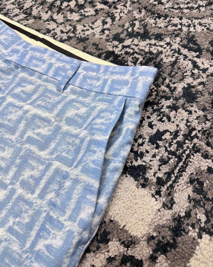 FND Monogram Silk Shorts Blue