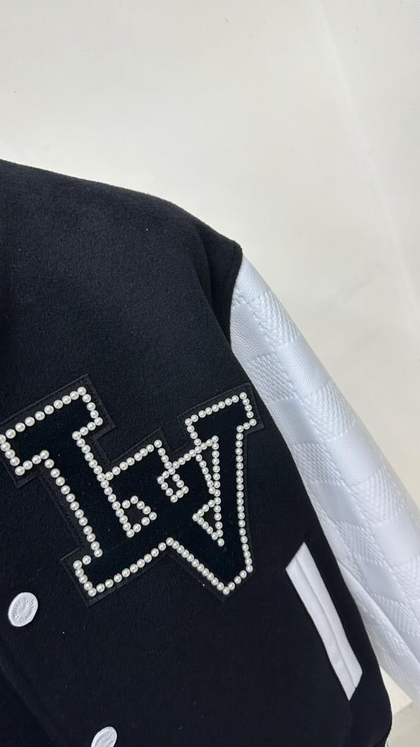 Lv Mix Leather Varsity Blouson