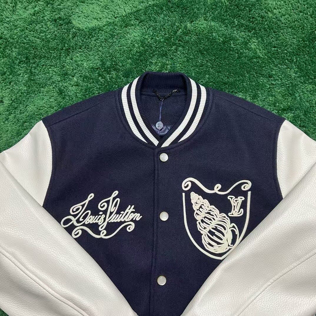 Lv Mix Leather Varsity Blouson