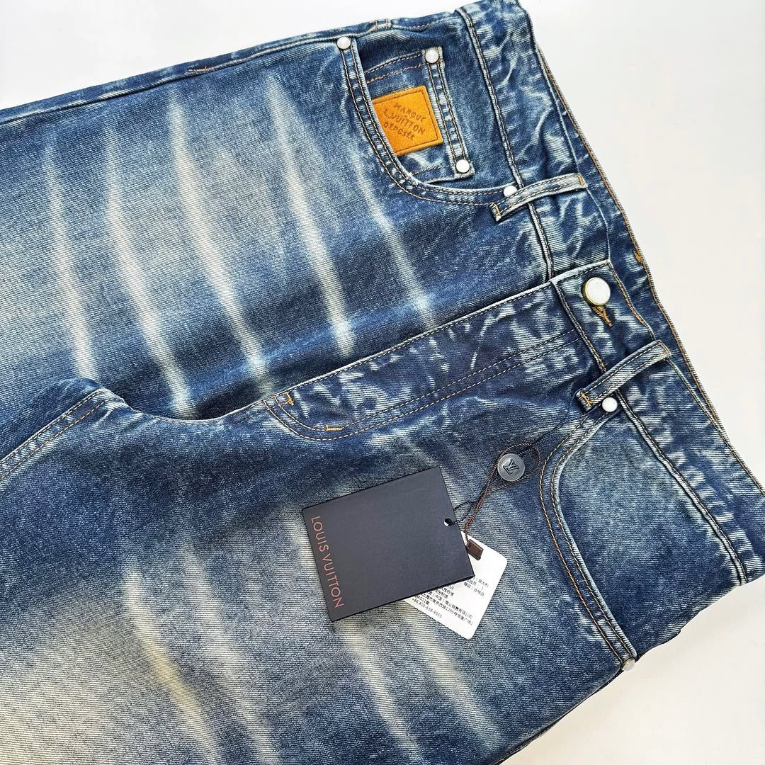 Lv Sunfaded Effect Denim Skate Pants