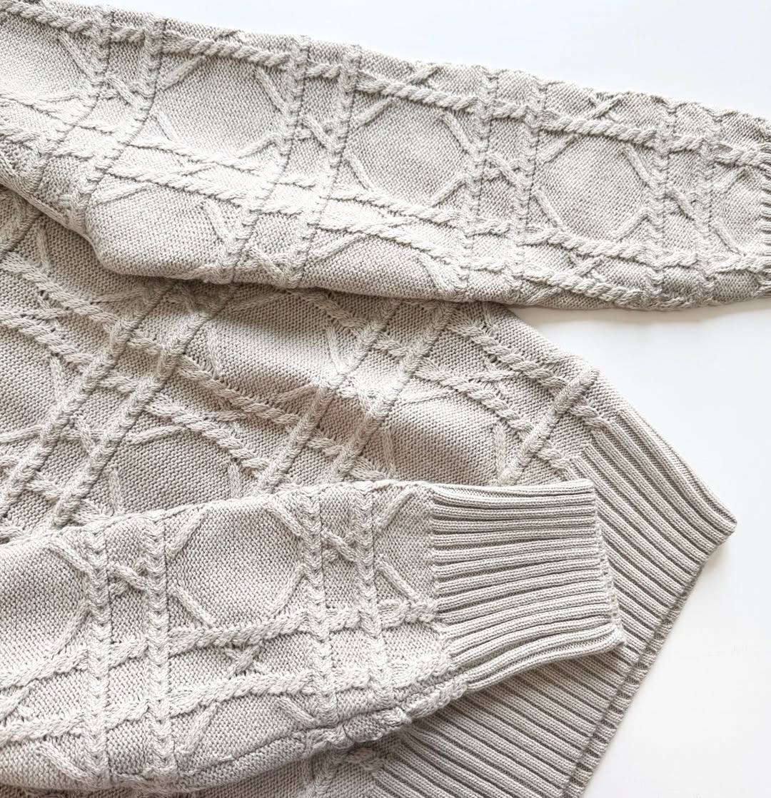 CD Icons Cannage Sweater Beige Cashmere Knit