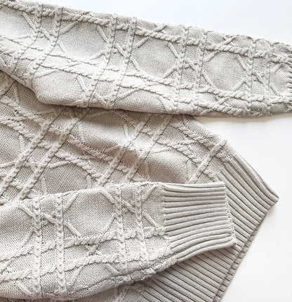 CD Icons Cannage Sweater Beige Cashmere Knit