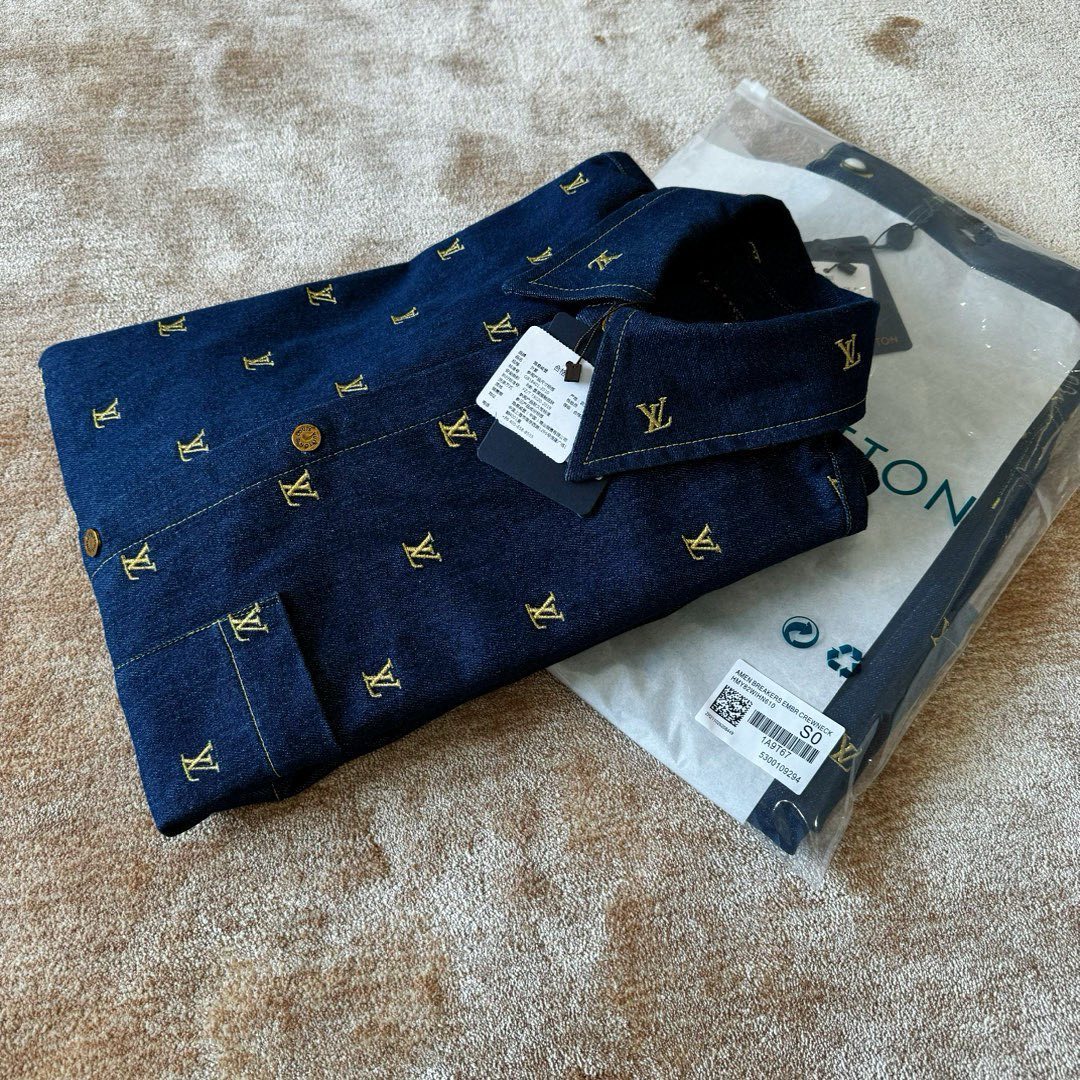 LV Monogram Denim Shirt And Shorts Set