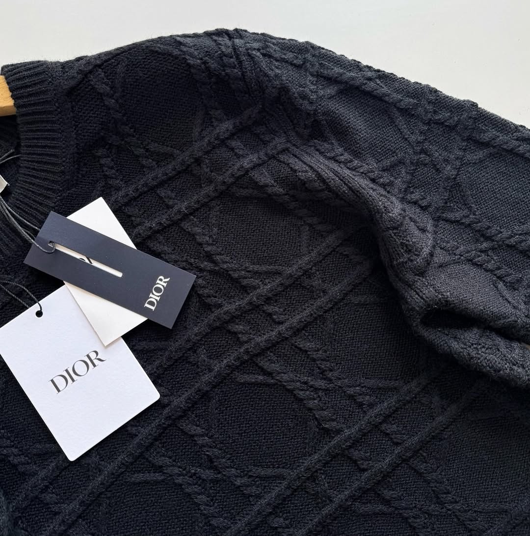 CD Icons Cannage Sweater Black Cashmere Knit