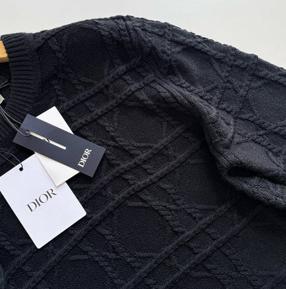 CD Icons Cannage Sweater Black Cashmere Knit