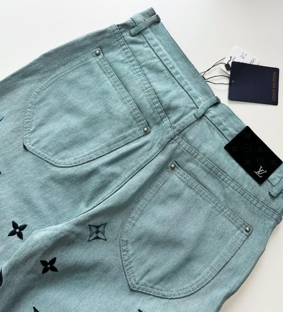LV Monogram Embroidered Denim Pants