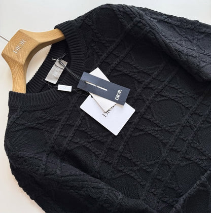 CD Icons Cannage Sweater Black Cashmere Knit