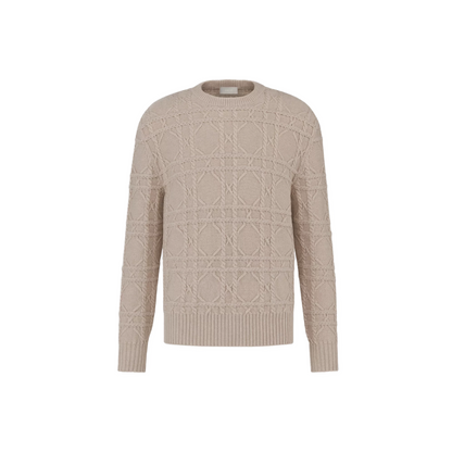 CD Icons Cannage Sweater Beige Cashmere Knit