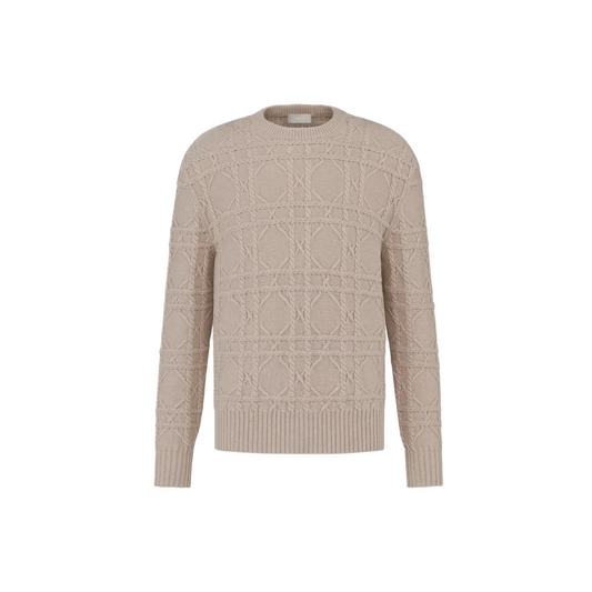 CD Icons Cannage Sweater Beige Cashmere Knit
