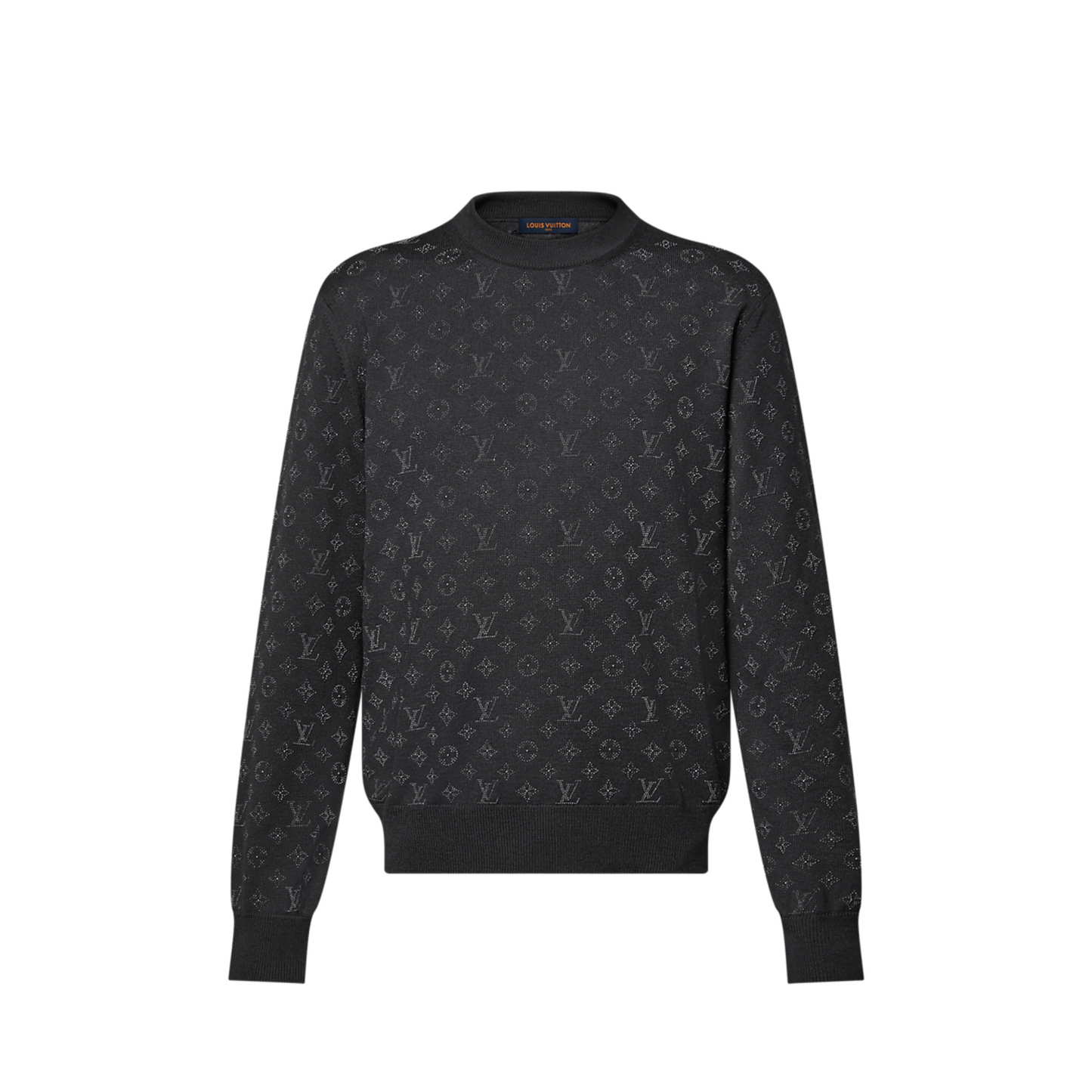 Lv Monogram Embellished Wool Evening Crewneck