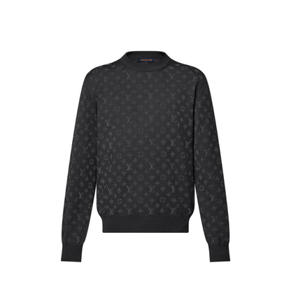 Lv Monogram Embellished Wool Evening Crewneck