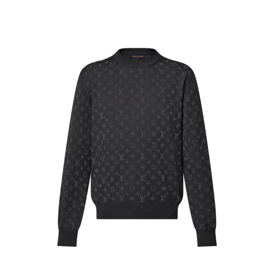 Lv Monogram Embellished Wool Evening Crewneck