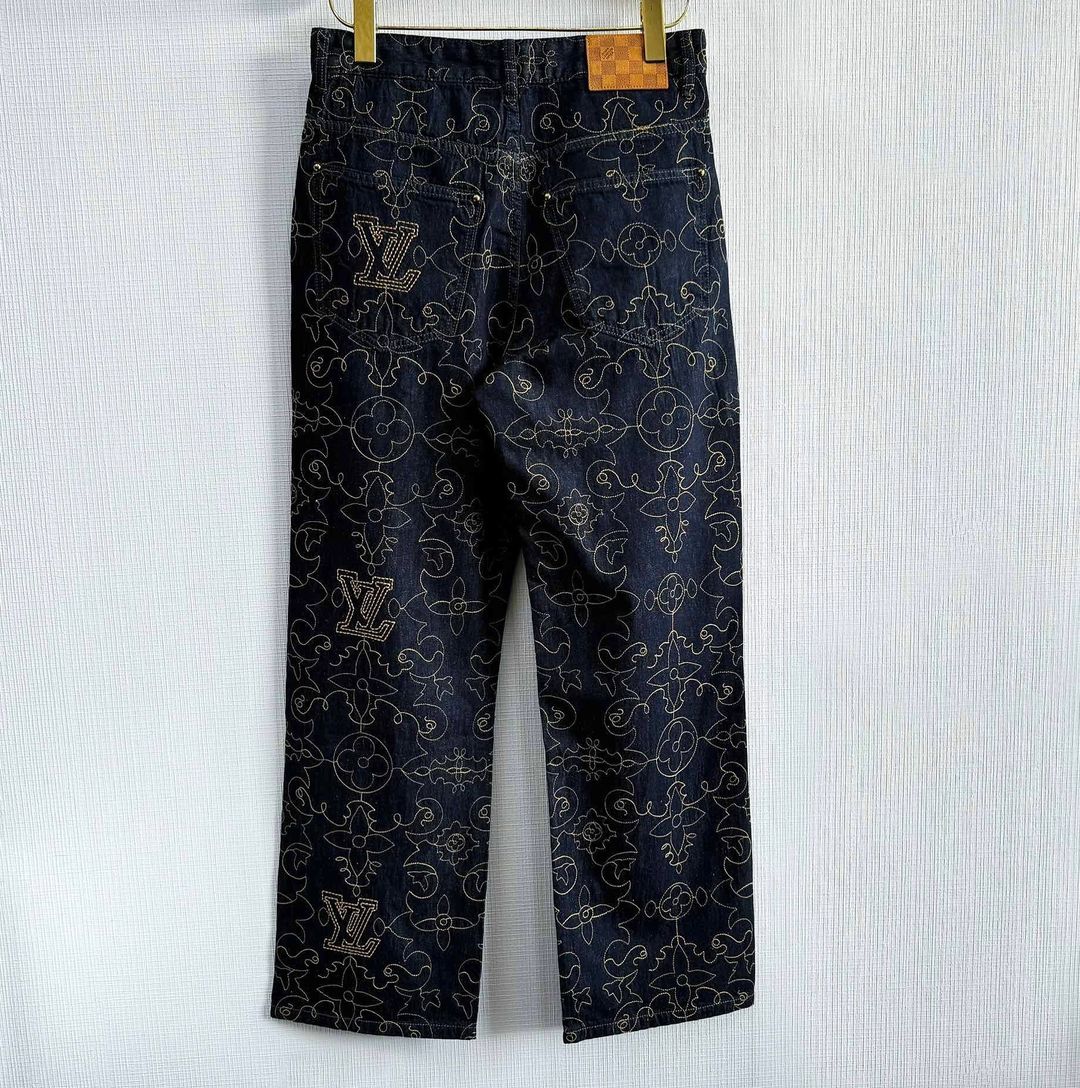 LV Embroidered Denim Pants