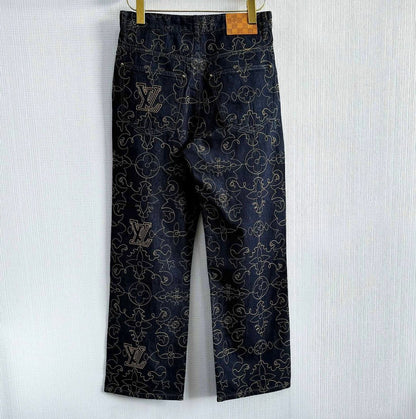 LV Embroidered Denim Pants