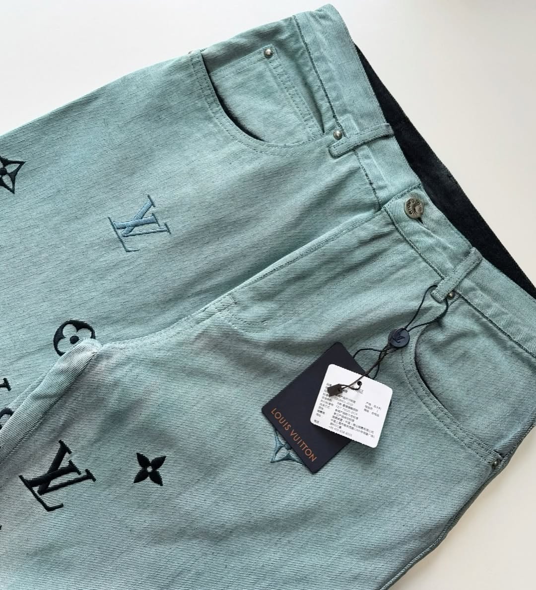 LV Monogram Embroidered Denim Pants