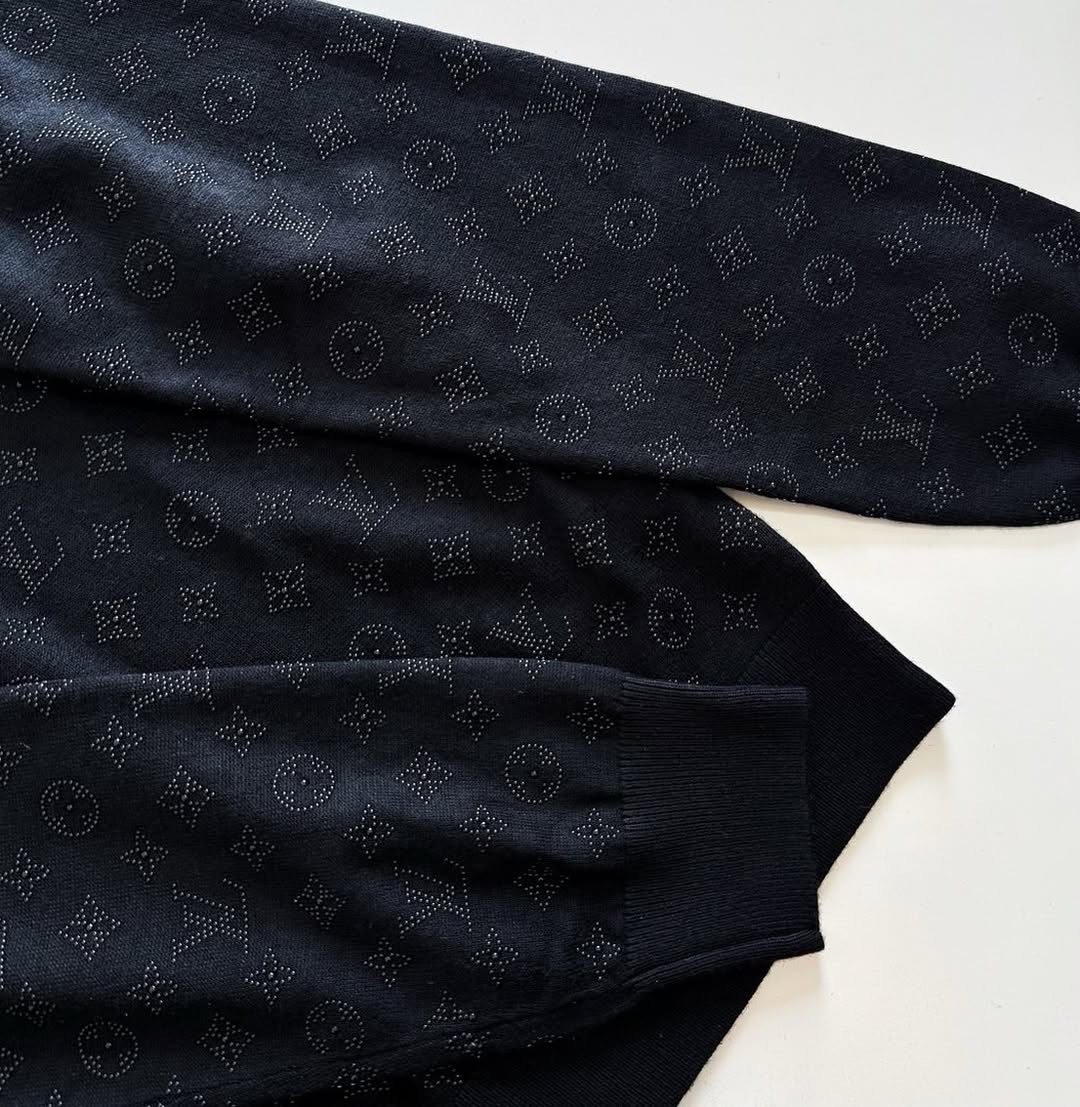 Lv Monogram Embellished Wool Evening Crewneck