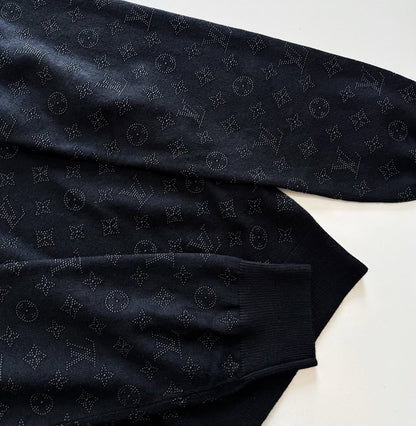 Lv Monogram Embellished Wool Evening Crewneck