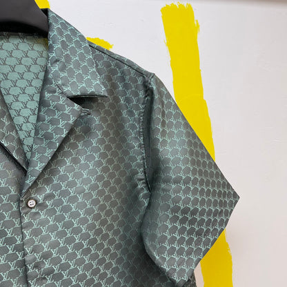 Lv Monogram Silk Shirt And Shorts Set
