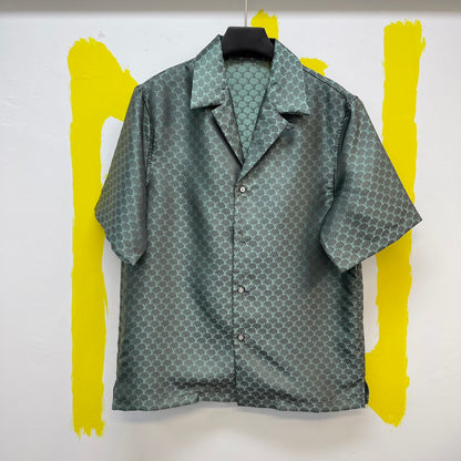 Lv Monogram Silk Shirt And Shorts Set