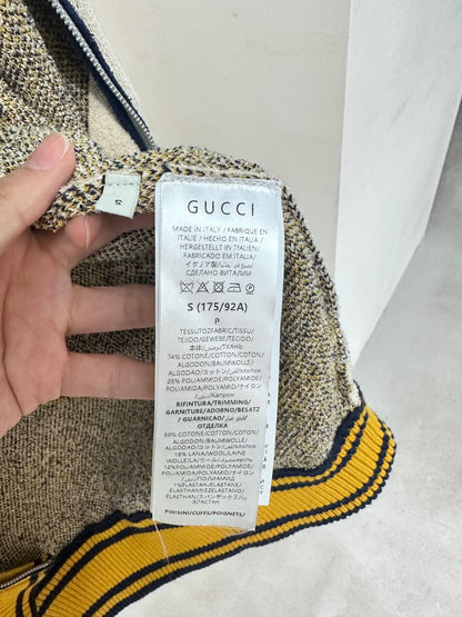 GG Cotton Zip Jacket White Gold