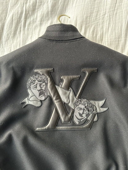 Lv Monogram Embossed Leather And Wool Blouson