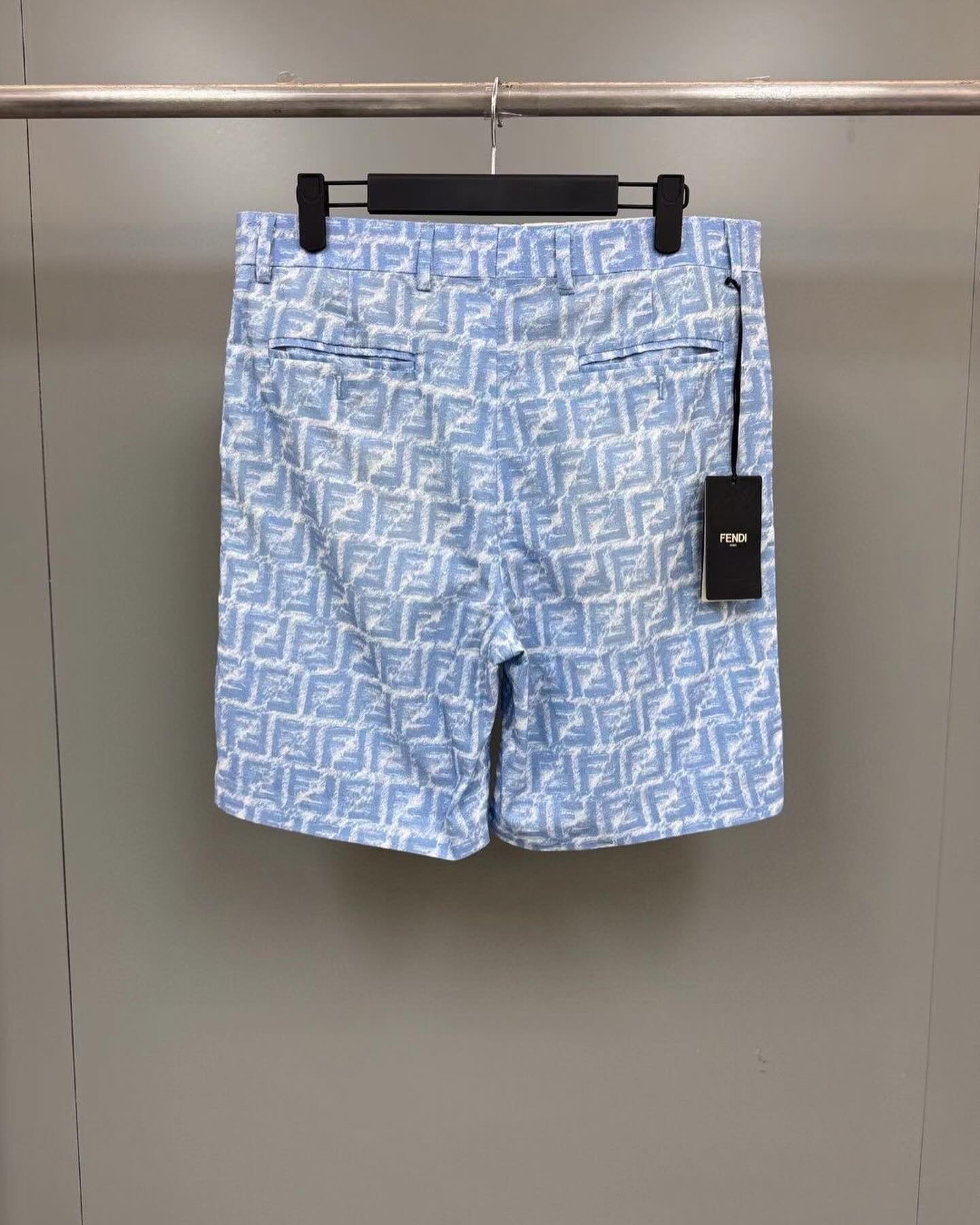 FND Monogram Silk Shorts Blue