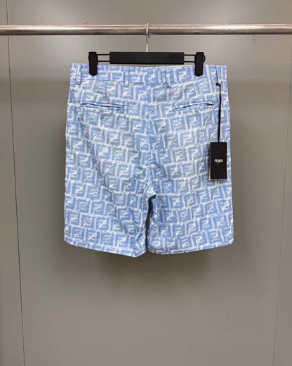 FND Monogram Silk Shorts Blue
