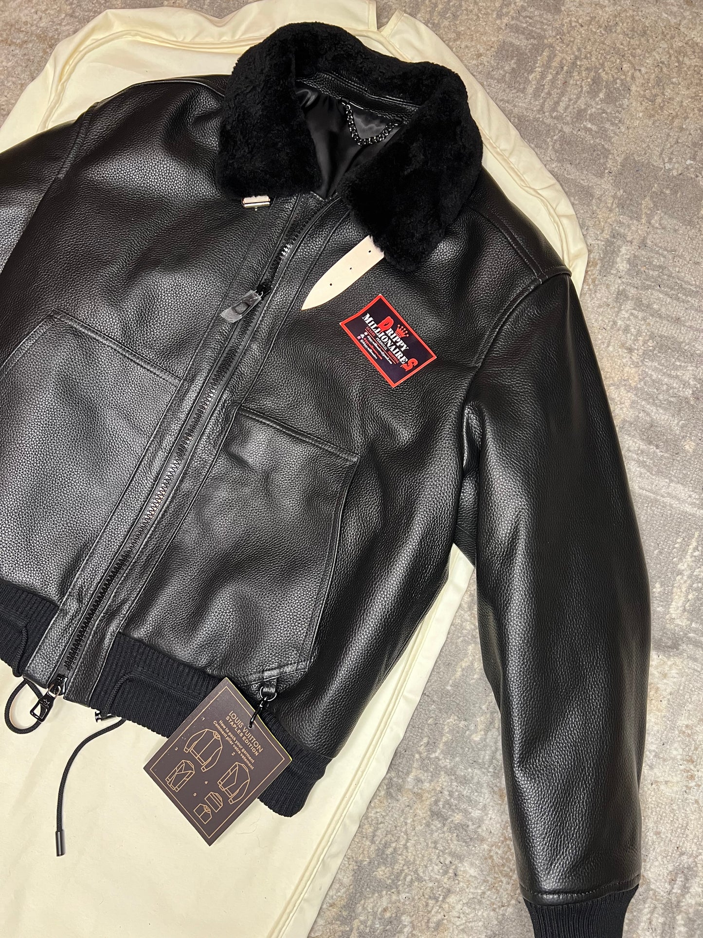 Lv Leather Aviator Jacket