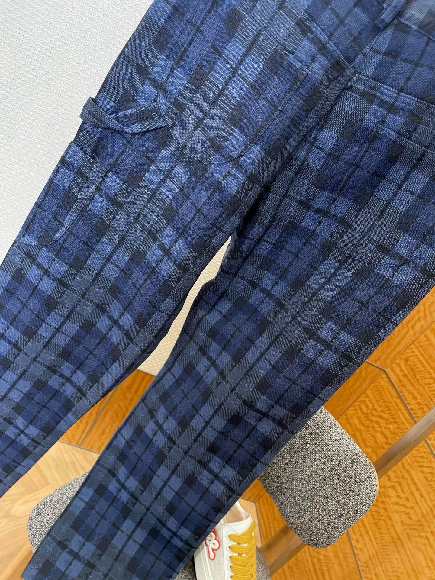 Lv Monogram Tartan Denim Pants