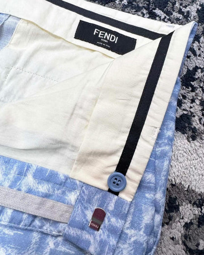FND Monogram Silk Shorts Blue