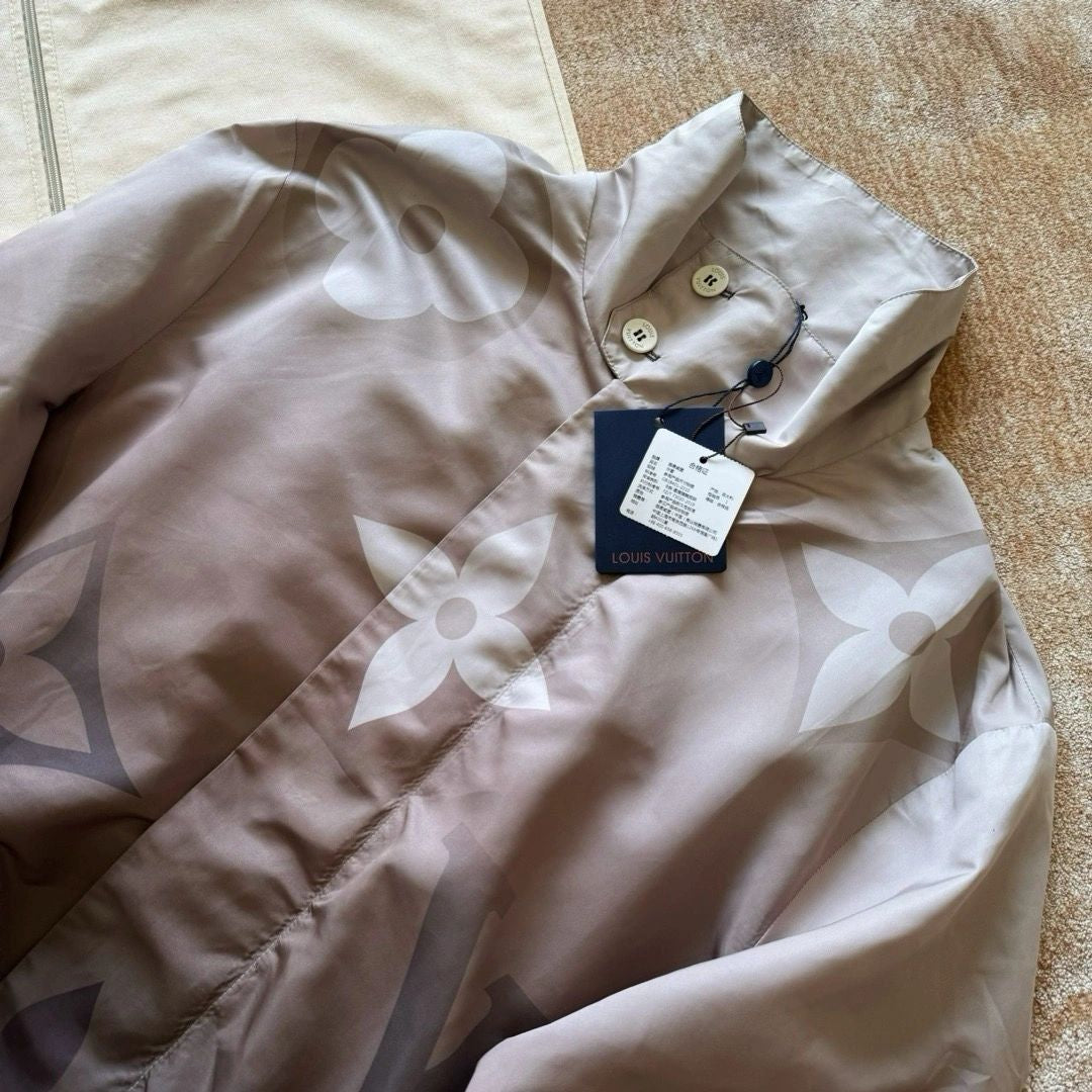 Lv Monogram Printed Light Nylon Windbreaker
