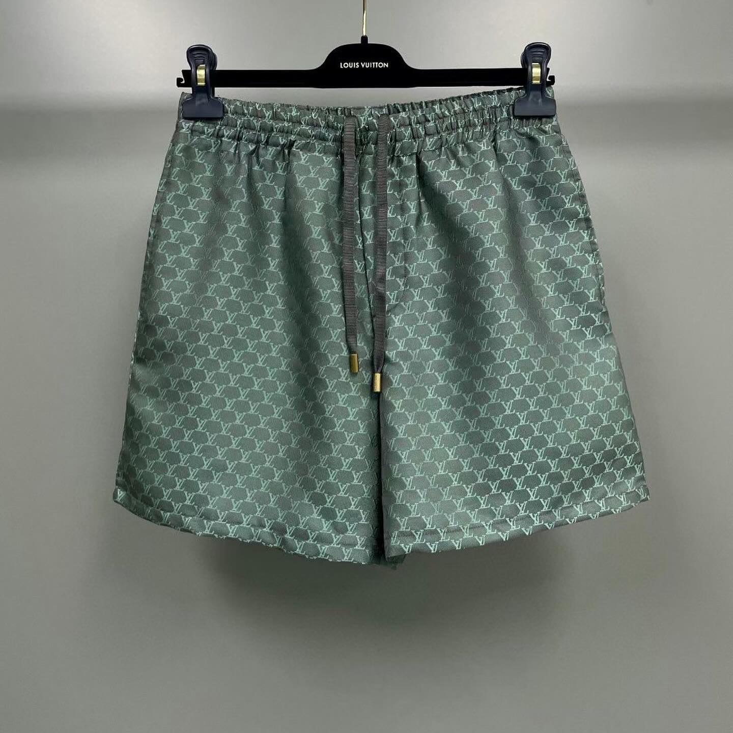 Lv Monogram Silk Shirt And Shorts Set