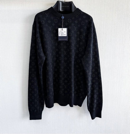 Lv Monogram Embellished Wool Evening Crewneck