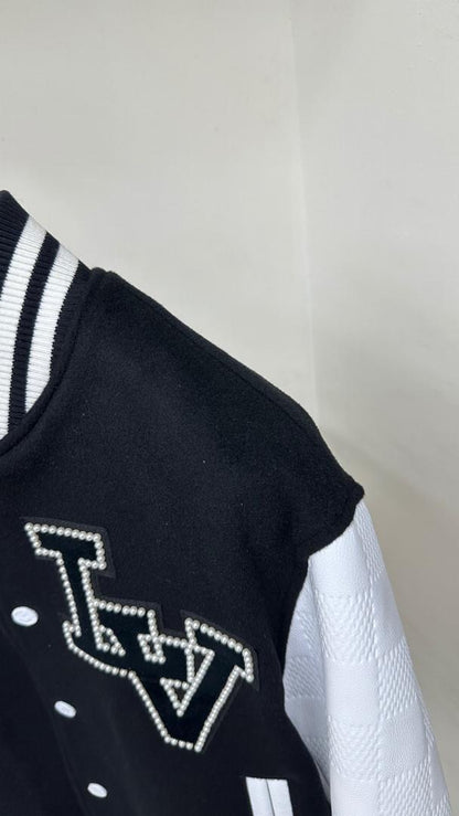 Lv Mix Leather Varsity Blouson