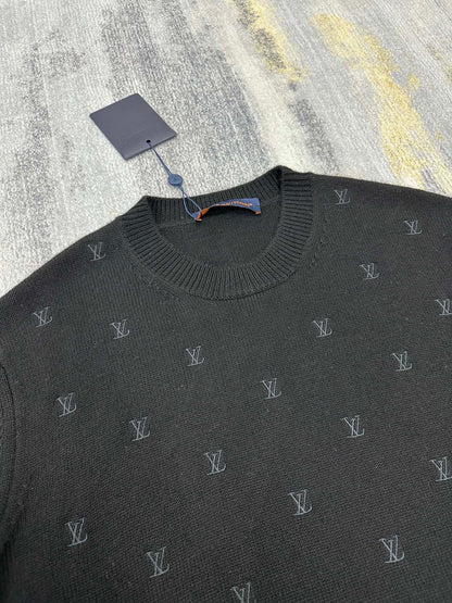 Lv Embroidered Signature Merino Crewneck