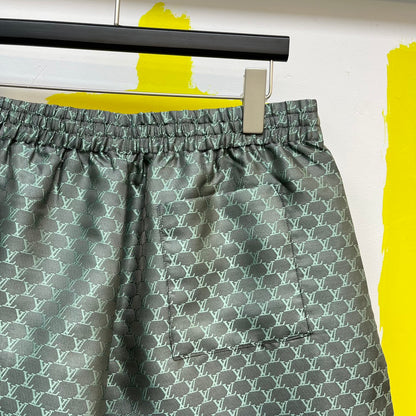 Lv Monogram Silk Shirt And Shorts Set