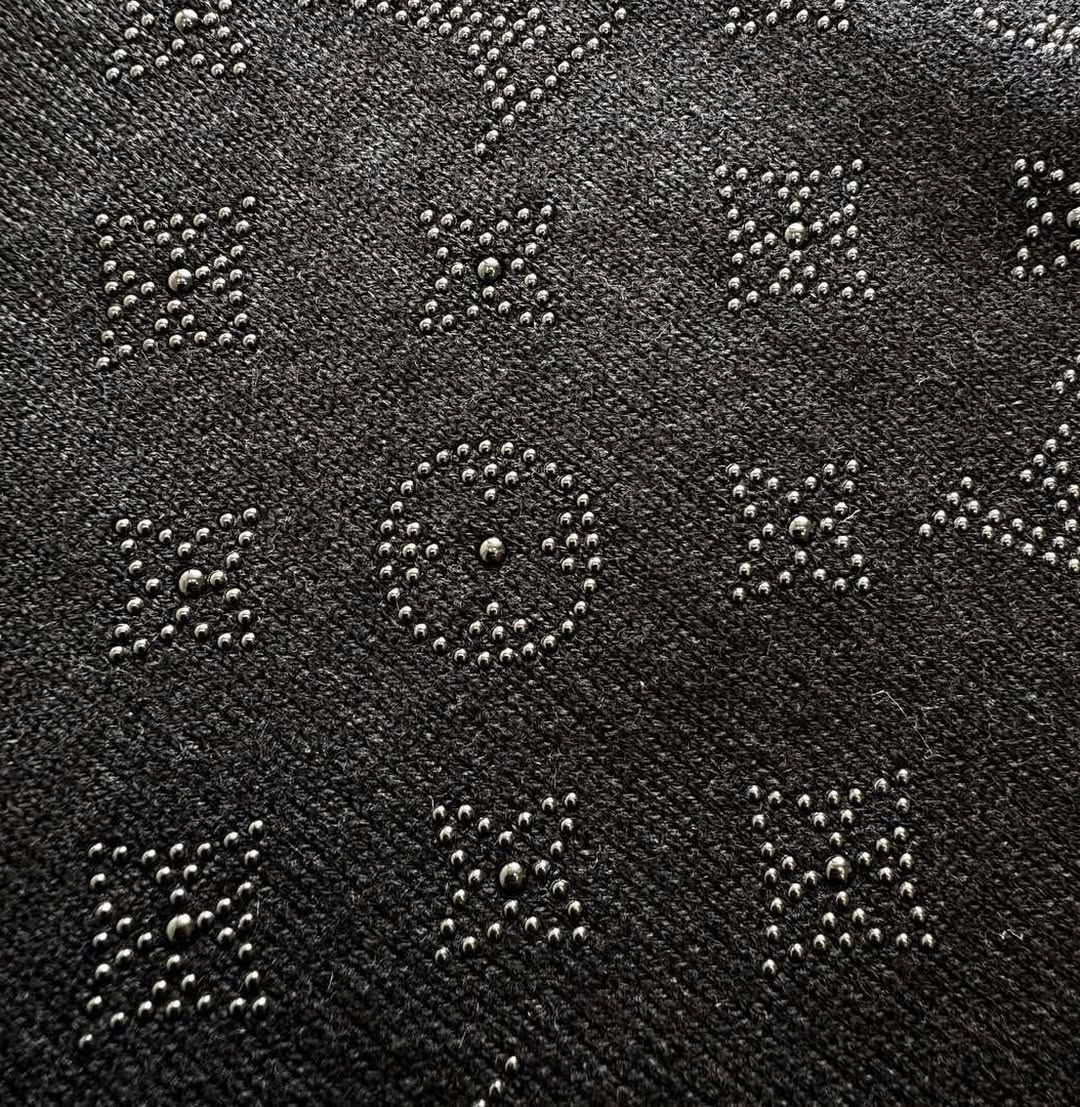 Lv Monogram Embellished Wool Evening Crewneck