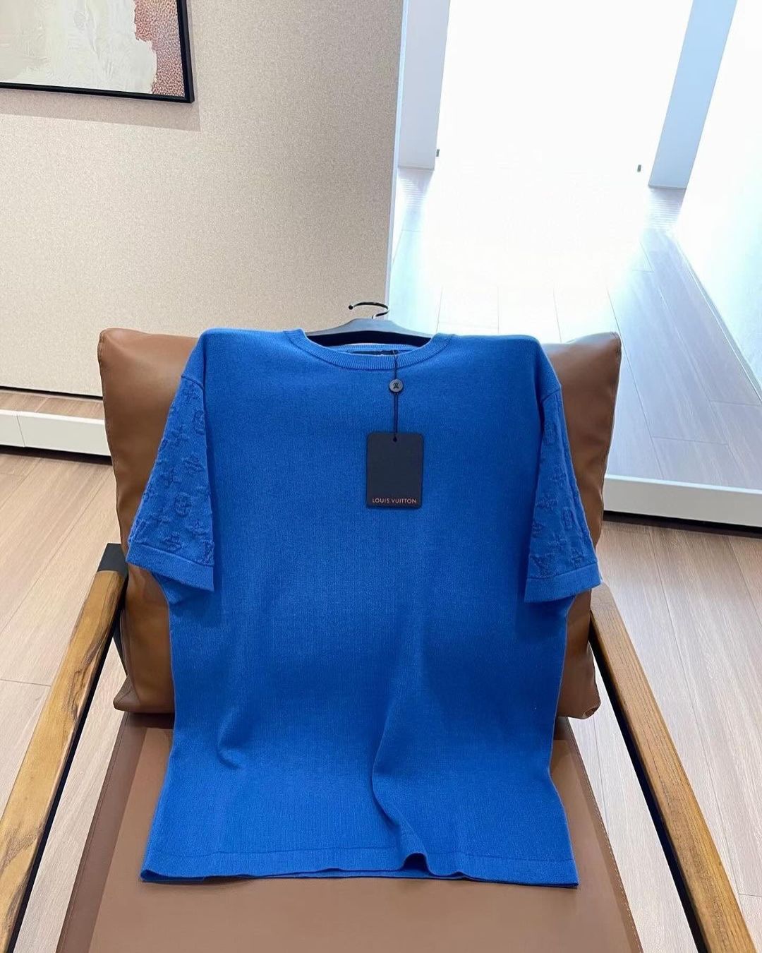 Lv Short-Sleeved Damier Wool Shirt