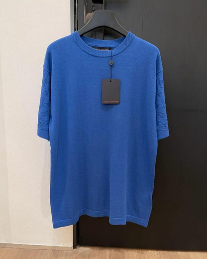 Lv Short-Sleeved Damier Wool Shirt