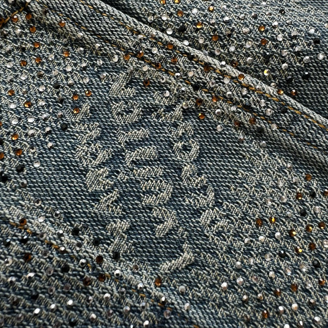 Lv Denim Jacket With Crystals