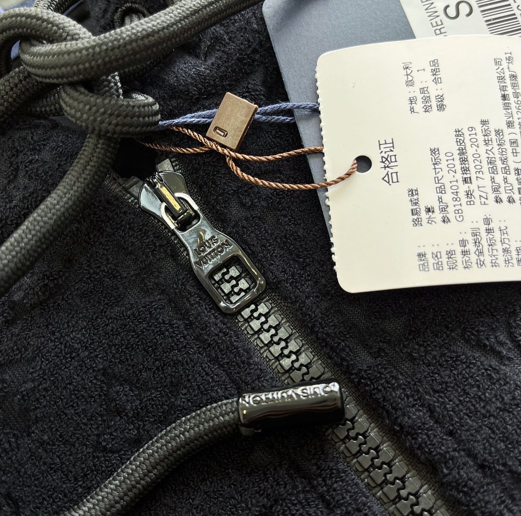 Lv Monogram French Terry Zip-Through Hoodie
